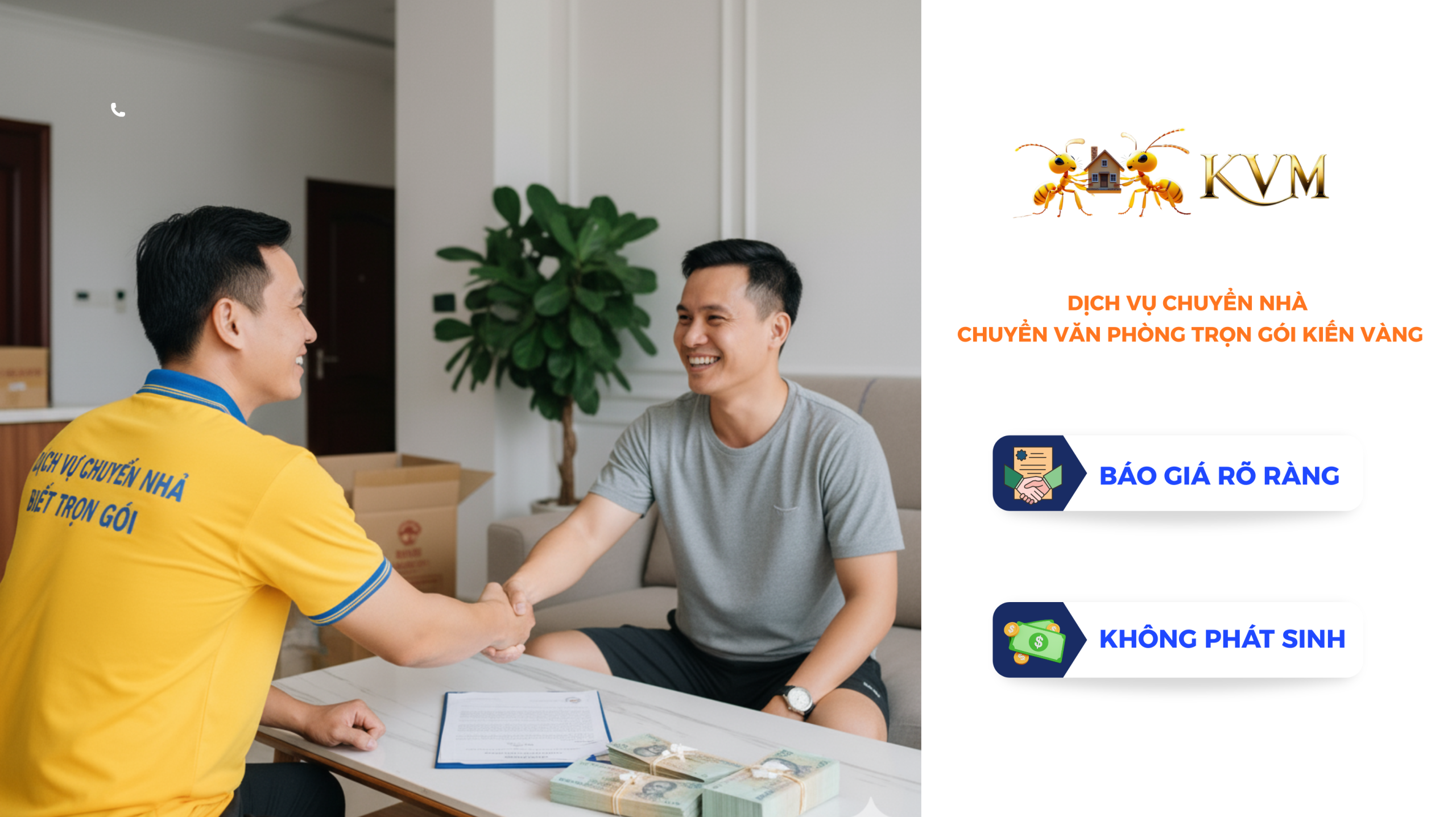 Dịch vụ chuyển nhà, chuyển văn phòng trọn gói Kiến Vàng – Hợp tác minh bạch và uy tín